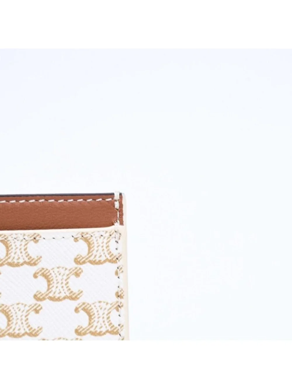 Celine Card Case Triomphe Canvas Brown White